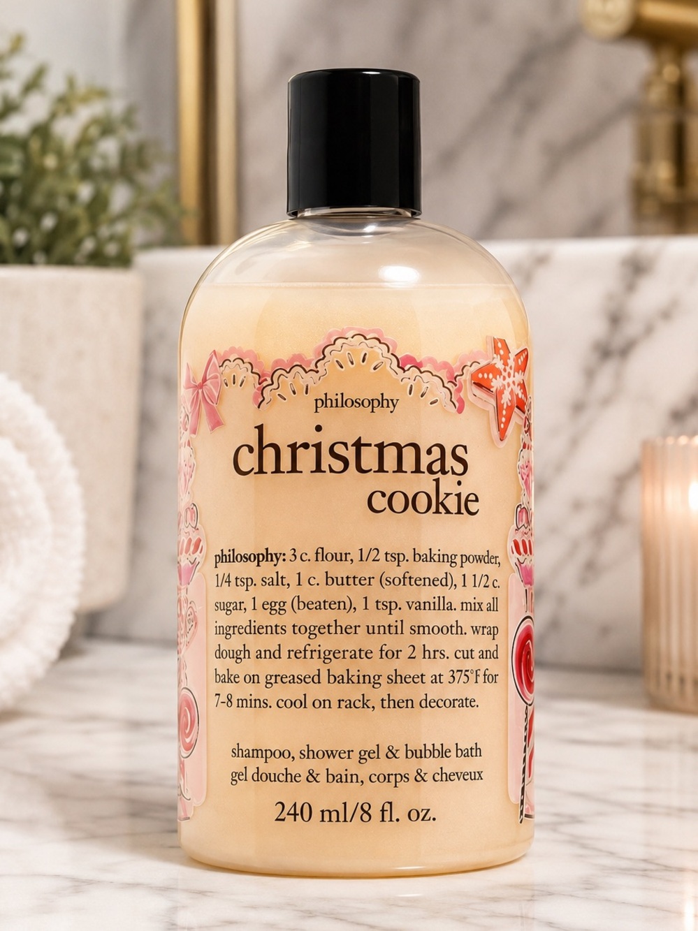 Philosophy Christmas Cookie Shampoo, Shower Gel & Bubble Bath, 8oz fl New SEALED